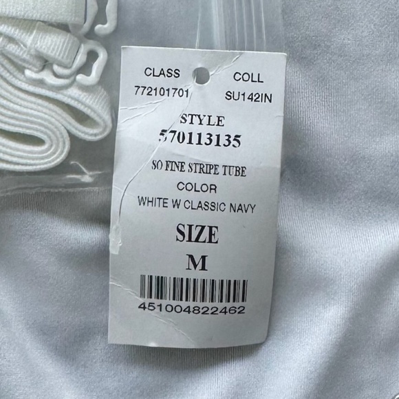 NWT - White House Black Market - Stripe Tube Top Navy/White Sz Medium - Picture 3 of 4